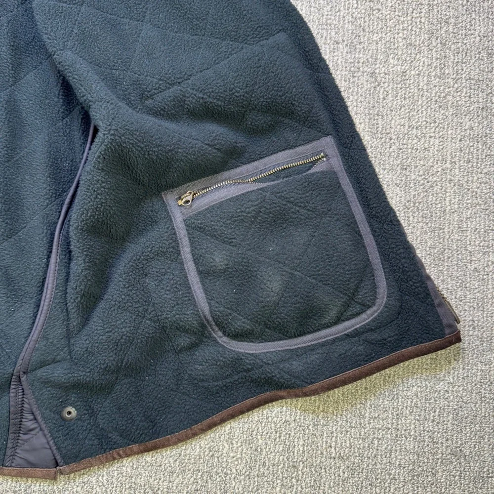 Polo Ralph Lauren Mens XL Quilted‎ Barn Jacket Brown Suede Trim Fleece Vintage
